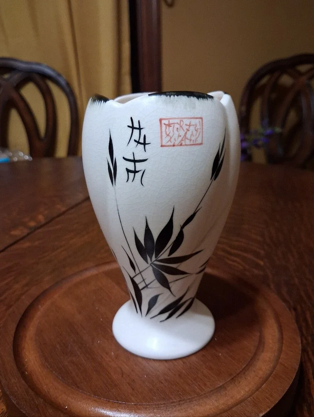 Vintage E. Radford Hand Painted Floral Scalloped Vase